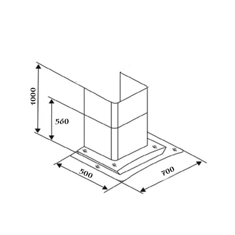 Kích thước máy hút mùi áp tường Chefs EH-R502E7T Kích thước máy hút mùi áp tường Chefs EH-R502E7T