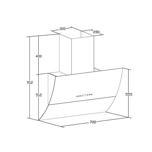 Máy hút mùi áp tường Chefs EH-R705E7 4 Kích thước máy hút mùi áp tường Chefs EH-R705E7