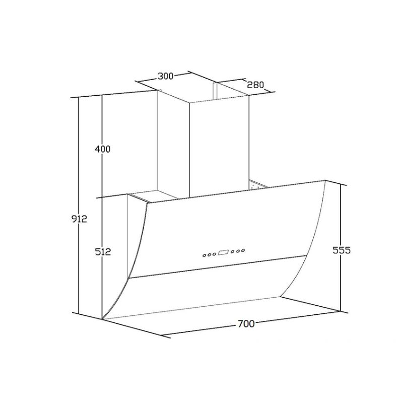 Kích thước máy hút mùi áp tường Chefs EH-R705E7 Kích thước máy hút mùi áp tường Chefs EH-R705E7