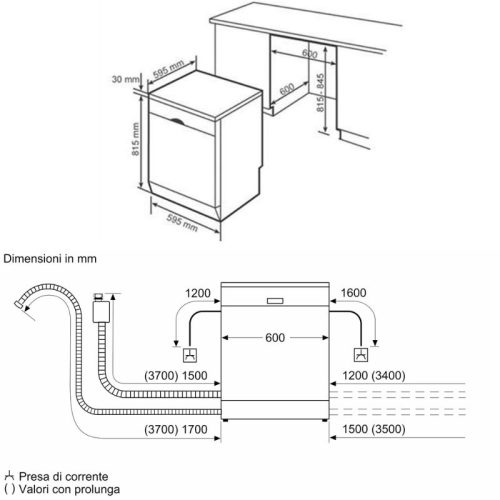 Máy rửa bát độc lập Bosch SMS6ZCI03E 5 Kích thước máy rửa bát độc lập Bosch SMS6ZCI03E