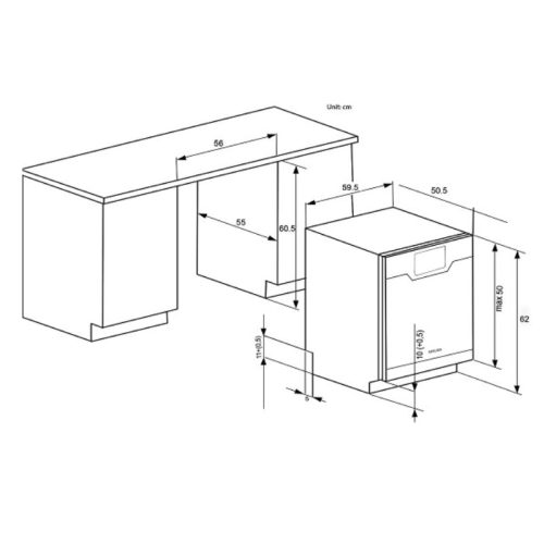 Kích thước máy rửa bát SMS 08 DW/UOZ