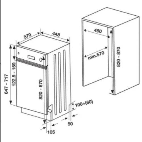 Kích thước máy rửa chén bát Hafele HDW-B451B 533.23.276