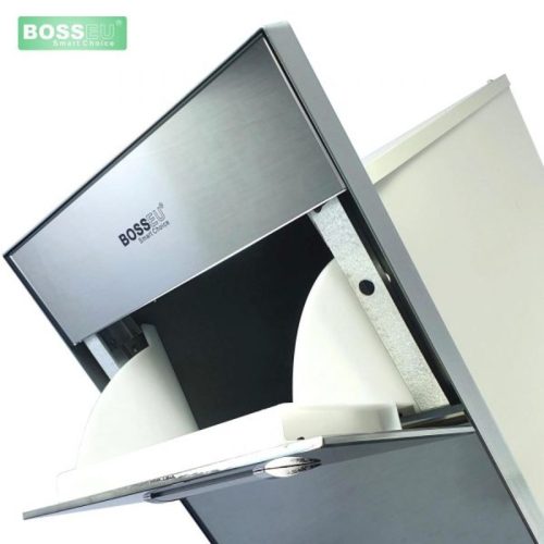 Thùng gạo gương nút nhấn BossEU BS250 Silver 4 Vị trí đổ gạo thùng gạo gương nút nhấn BossEU BS250 Silver