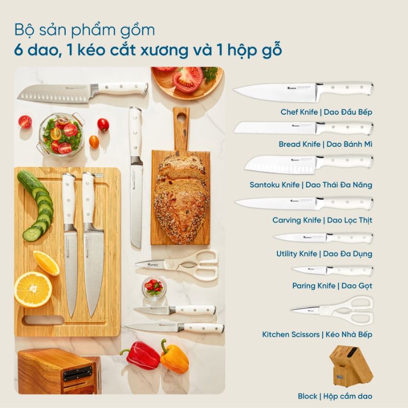 Ảnh bộ dao làm bếp cao cấp 7 món Konox Gouter Ảnh bộ dao làm bếp cao cấp 7 món Konox Gouter