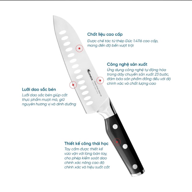 Đặc điểm bộ dao làm bếp cao cấp 5 món Konox Impecca Đặc điểm bộ dao làm bếp cao cấp 5 món Konox Impecca