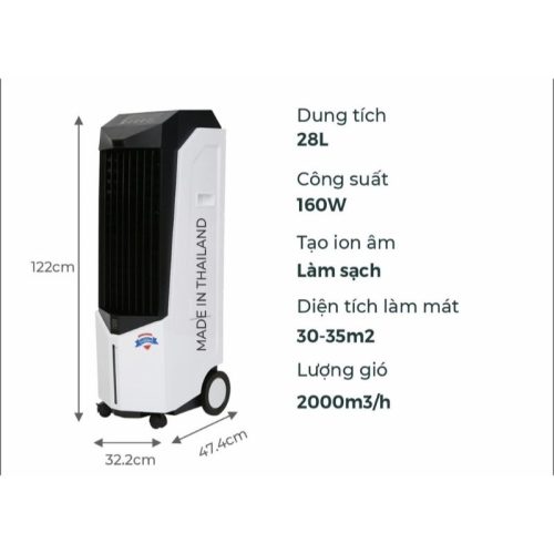 Quạt điều hòa Boss S106 4 Kích thước quạt điều hòa Boss S106