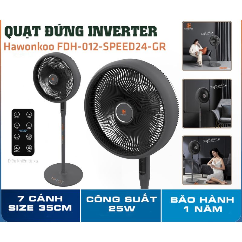 Chức năng quạt điện Hawonkoo DC FDH-012-SPEED24-GR Chức năng quạt điện Hawonkoo DC FDH-012-SPEED24-GR