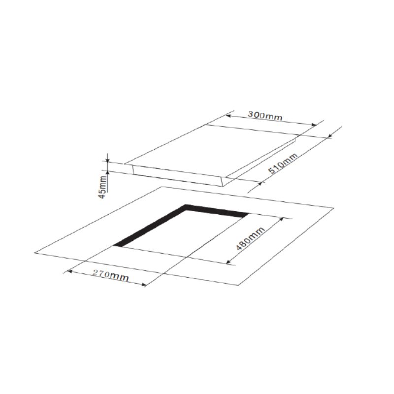 Kích thước bếp gas âm Brandt TG2232BBL Kích thước bếp gas âm Brandt TG2232BBL