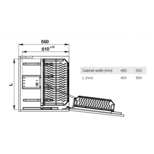 Kích thước tủ kho Hafele Kara Swing 595.71.043 450mm