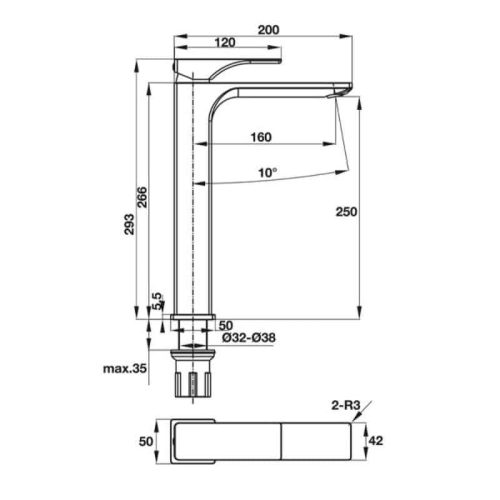Vòi trộn Regal 250 495.61.121 4 Kích thước vòi trộn Regal 250 495.61.121