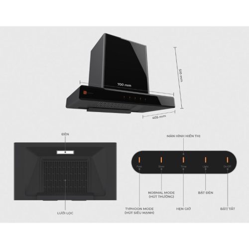 Thông số kỹ thuật máy hút mùi áp tường Hawonkoo HRH-701