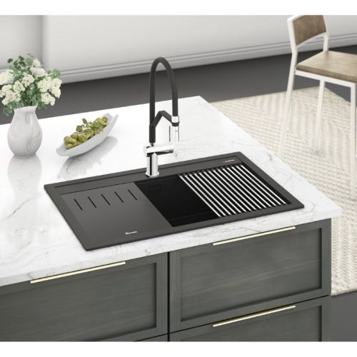 Chậu rửa bát đá 1 hố Konox Terra 860S Black 3 Ảnh chậu rửa bát đá 1 hố Konox Terra 860S Black