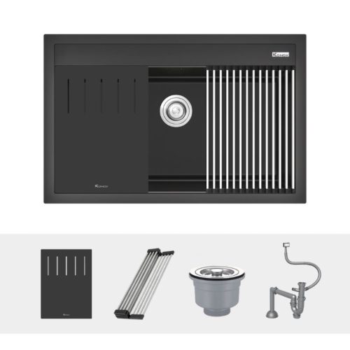 Chậu rửa bát đá 1 hố Konox Terra 790S Black 3 Ảnh chậu rửa bát đá 1 hố Konox Terra 790S Black