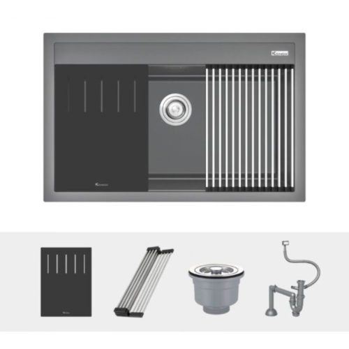 Chậu rửa bát đá 1 hố Konox Terra 790S Grey 3 Ảnh chậu rửa bát đá 1 hố Konox Terra 790S Grey