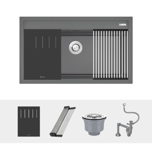Chậu rửa bát đá 1 hố Konox Terra 860S Grey 3 Ảnh chậu rửa bát đá 1 hố Konox Terra 860S Grey