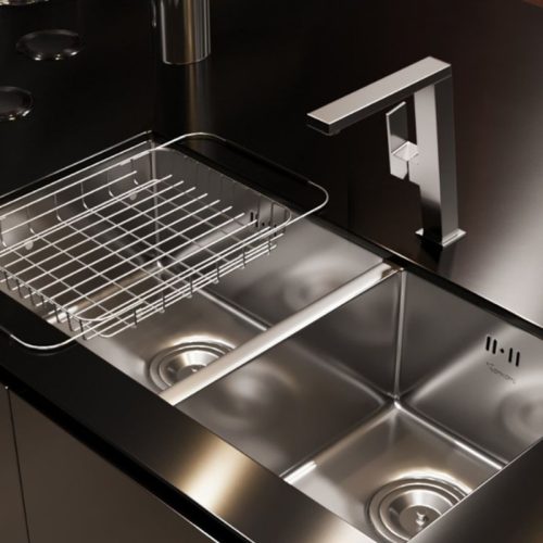 Ảnh chậu rửa bát inox 2 hố Konox Cube 8144DU