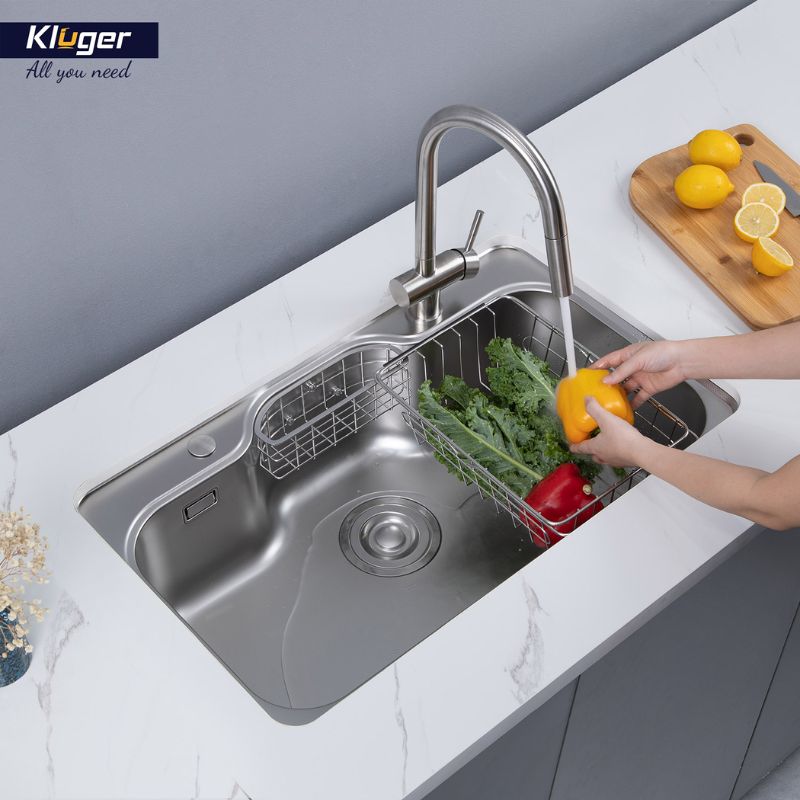Ảnh thực tế chậu rửa bát 1 hố Kluger KW8151FS-S80 Ảnh thực tế chậu rửa bát 1 hố Kluger KW8151FS-S80