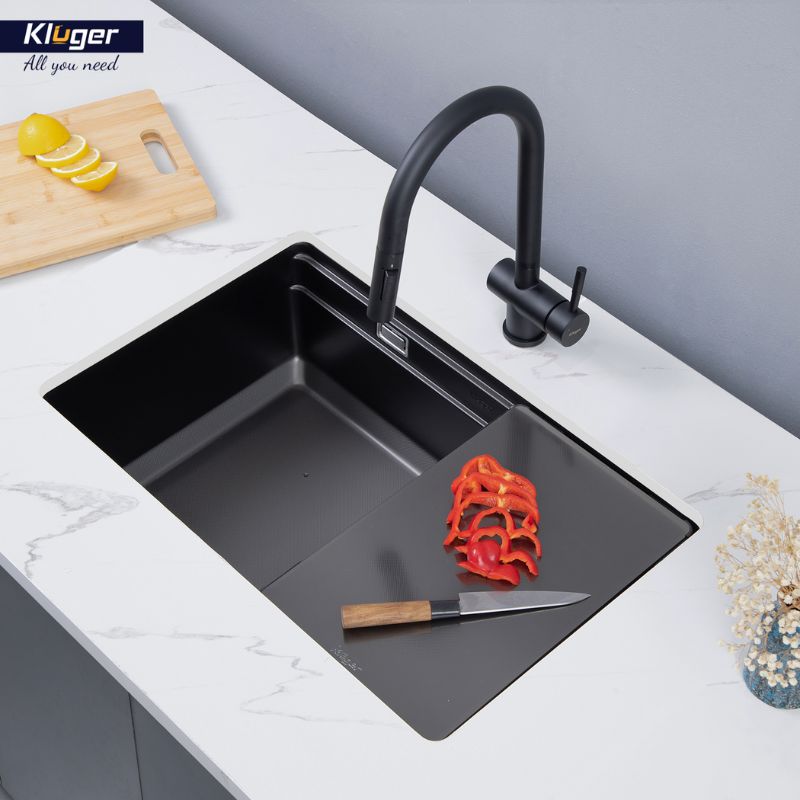 Ảnh thực tế chậu rửa bát 1 hố Kluger KWU8161FB-S70 Ảnh thực tế chậu rửa bát 1 hố Kluger KWU8161FB-S70