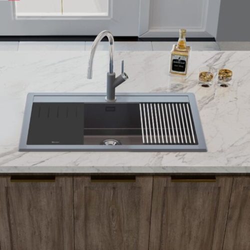 Chậu rửa bát đá 1 hố Konox Terra 860S Grey 5 Ảnh thực tế chậu rửa bát đá 1 hố Konox Terra 860S Grey