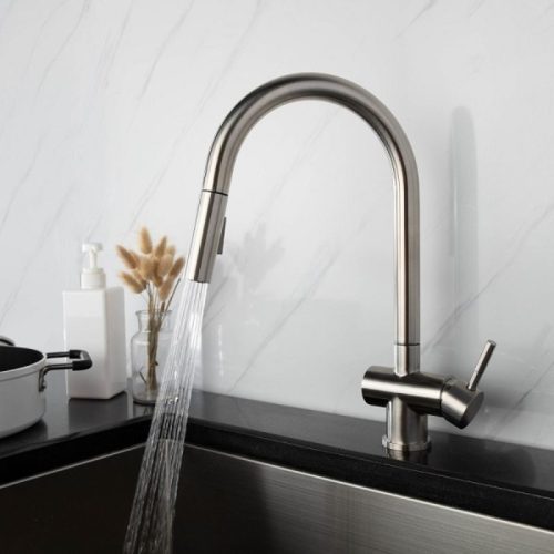 Vòi rửa bát nóng lạnh Kluger KLF0008S có dây rút 3 Ảnh vòi rửa bát nóng lạnh Kluger KLF0008S có dây rút