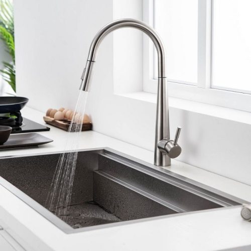 Vòi rửa bát nóng lạnh Kluger KLF0009S có dây rút 3 Ảnh vòi rửa bát nóng lạnh Kluger KLF0009S có dây rút