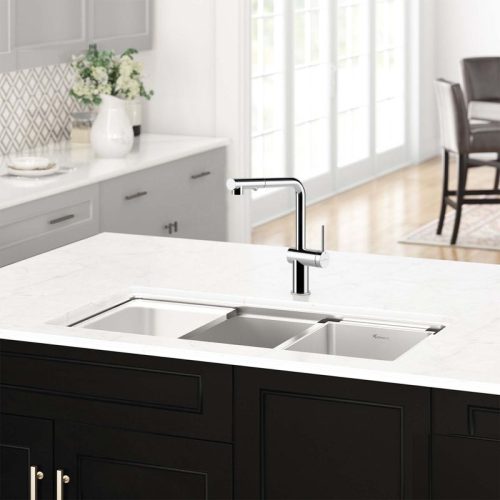 Vòi rửa bát nóng lạnh Konox Stella Chrome có dây rút 3 anh voi rua bat nong lanh konox stella chrome co day rut 1