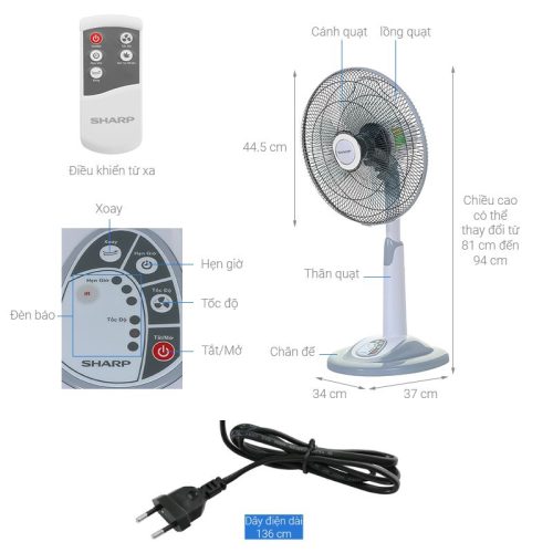 Quạt đứng Sharp PJ-L40RV-LG 4 Chi tiết quạt đứng Sharp PJ-L40RV-LG