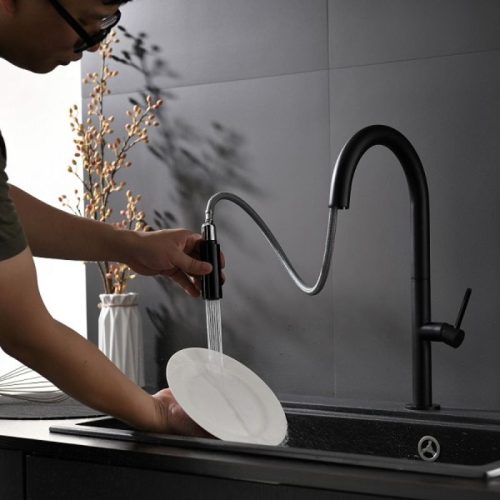 Vòi rửa bát nóng lạnh Kluger KLF0010B có dây rút 4 Hình ảnh vòi rửa bát nóng lạnh Kluger KLF0010B có dây rút