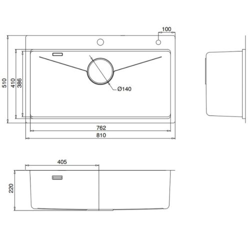 Chậu rửa bát 1 hố Kluger KW8181FS-S81 Plus 5 Kích thước chậu rửa bát 1 hố Kluger KW8181FS-S81 Plus