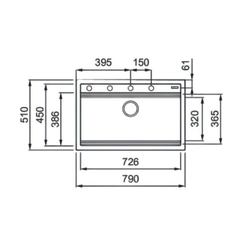 Chậu rửa bát đá 1 hố Konox Terra 790S Grey 4 Kích thước chậu rửa bát đá 1 hố Konox Terra 790S Grey