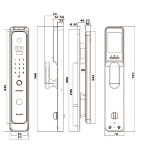 Khóa cửa điện tử Avolock AV-69-B 3 kich thuoc khoa thong minh avolock av 69 b