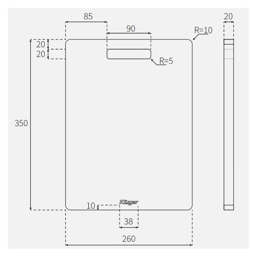 Thớt gỗ tre Kluger KCB-104W 5 Kích thước thớt gỗ tre Kluger KCB-104W