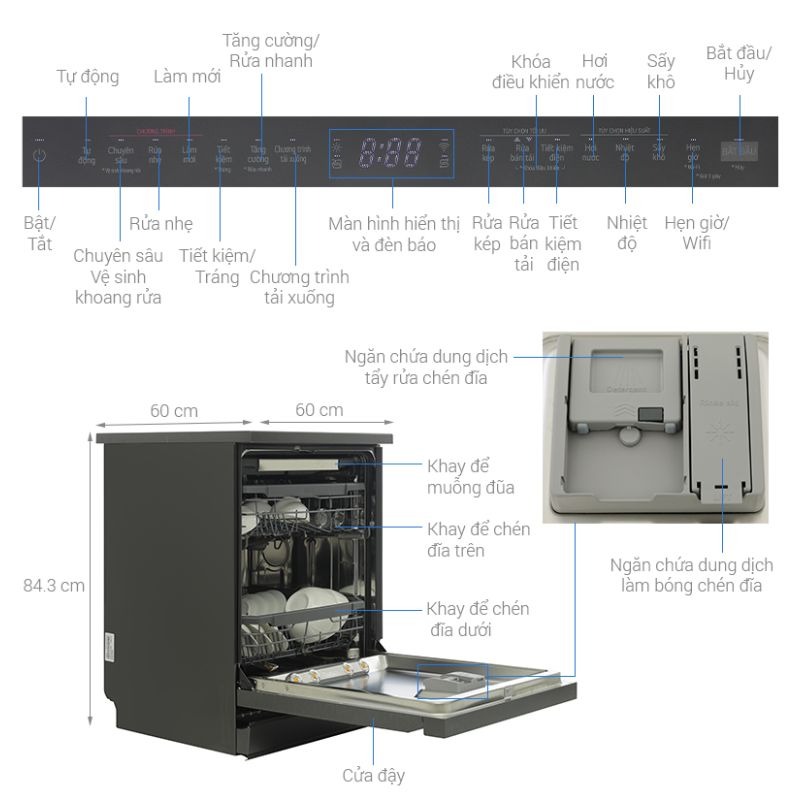 Thông số máy rửa bát LG LDT14BLA4 ABMPEVN Thông số máy rửa bát LG LDT14BLA4 ABMPEVN