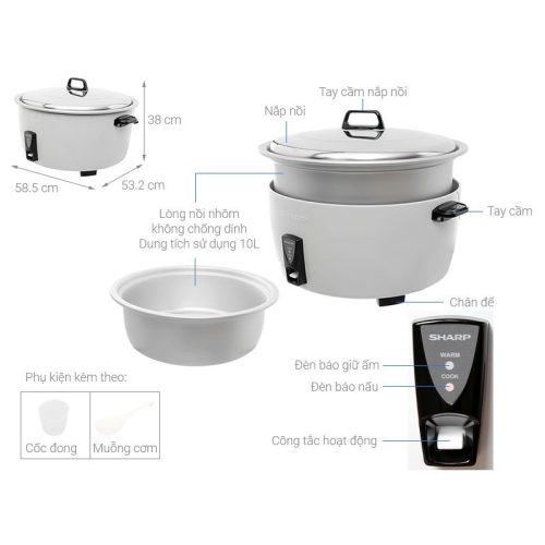 Nồi cơm điện 10L Sharp KSH-D1010V 4 Thông số nồi cơm điện 10L Sharp KSH-D1010V