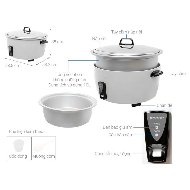Thông số nồi cơm điện 10L Sharp KSH-D1010V Thông số nồi cơm điện 10L Sharp KSH-D1010V