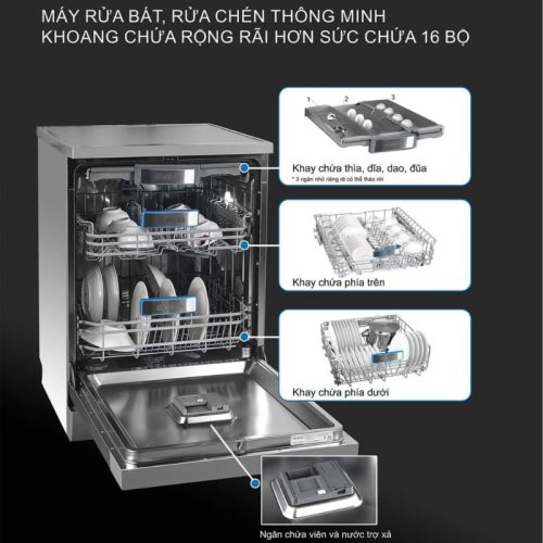 Máy rửa bát độc lập Spelier SP 16DWKT/G 5 khay may rua bat doc lap spelier sp 16dwkt g
