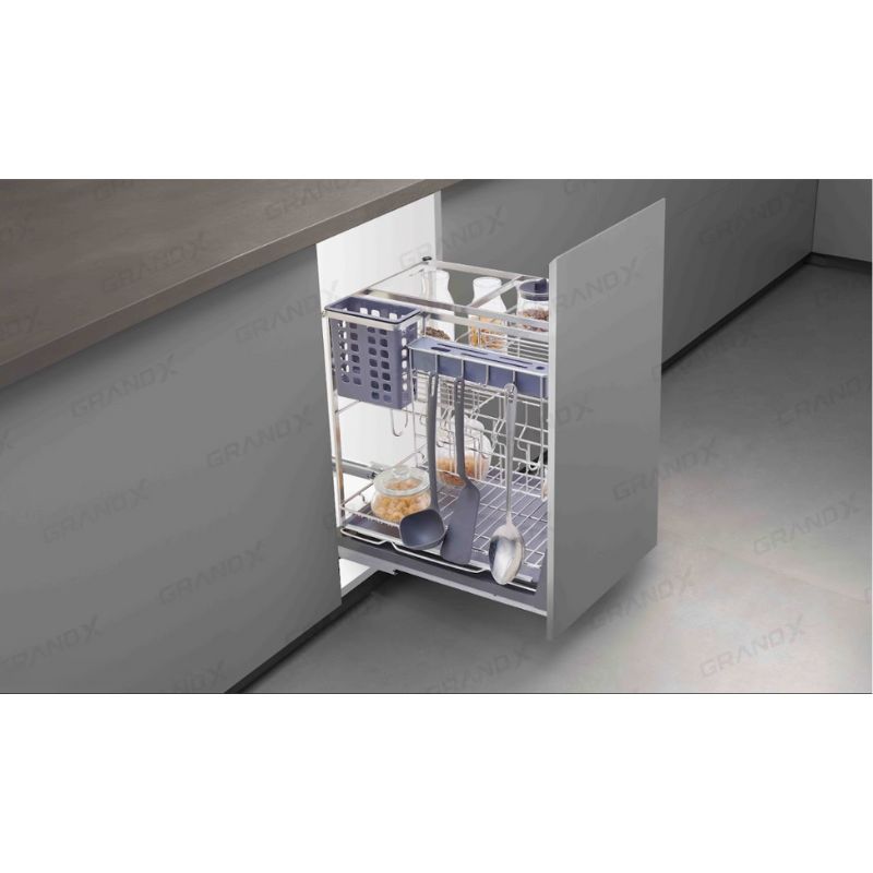 Ảnh giá đựng chai lọ gia vị dao thớt nan dẹt GrandX XK.35S Ảnh giá đựng chai lọ gia vị dao thớt nan dẹt GrandX XK.35S