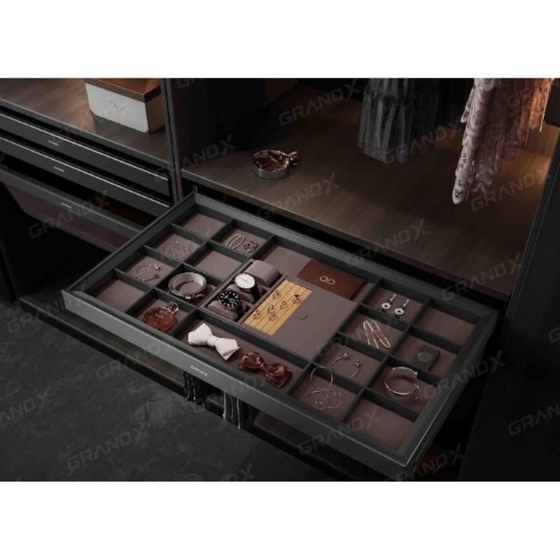 Ảnh ngăn kéo đồ trang sức bọc da cao cấp GrandX XM.80C Ảnh ngăn kéo đồ trang sức bọc da cao cấp GrandX XM.80C