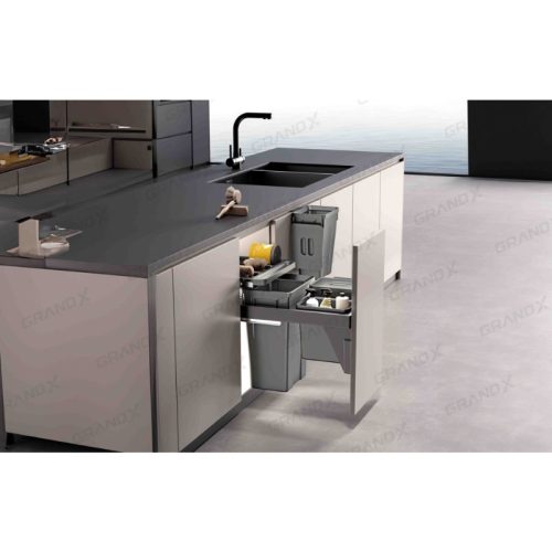 Thùng rác đôi cánh kéo âm tủ GrandX XW.D40 3 Ảnh thùng rác đôi cánh kéo âm tủ GrandX XW.D40