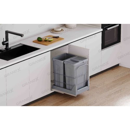 Thùng rác đôi cỡ lớn lắp âm tủ cánh kéo GrandX XW.D40M 3 Ảnh thùng rác đôi cỡ lớn lắp âm tủ cánh kéo GrandX XW.D40M