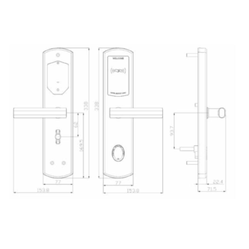 Kích thước khóa điện tử Hyundai HY-HL04 Black Kích thước khóa điện tử Hyundai HY-HL04 Black