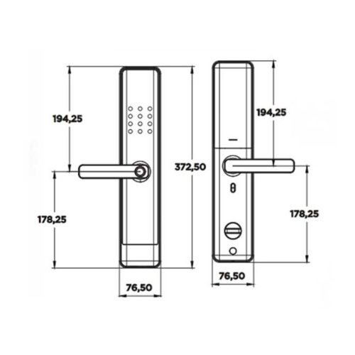 Khóa điện tử Hyundai HY-SL007 Rose Gold 3 Kích thước khóa điện tử Hyundai HY-SL007 Rose Gold