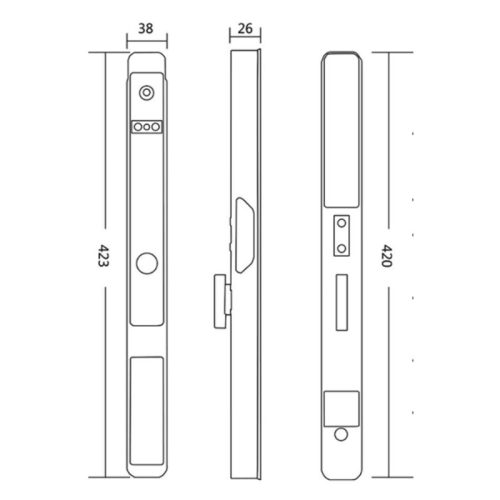 Khóa điện tử Hyundai HY-SLS005 Black 3 Kích thước khóa điện tử Hyundai HY-SLS005 Black