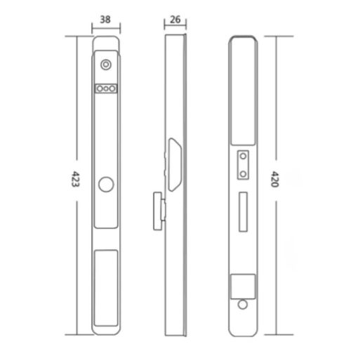 Kích thước khóa điện tử Hyundai HY-SLS005F Black