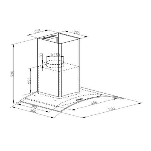 Máy hút mùi áp tường Faster FS 3588-70TS 3 kich thuoc may hut mui ap tuong faster fs 3588 70ts