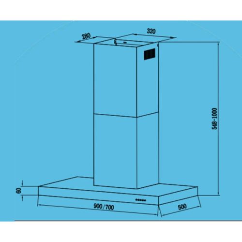 Máy hút mùi áp tường Tomate TOM 3020‐70 3 kich thuoc may hut mui ap tuong tomate tom 3020‐70