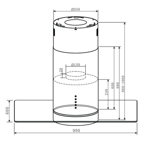 Máy hút mùi đảo Faster FS 2288IR 3 kich thuoc may hut mui dao faster fs 2288ir