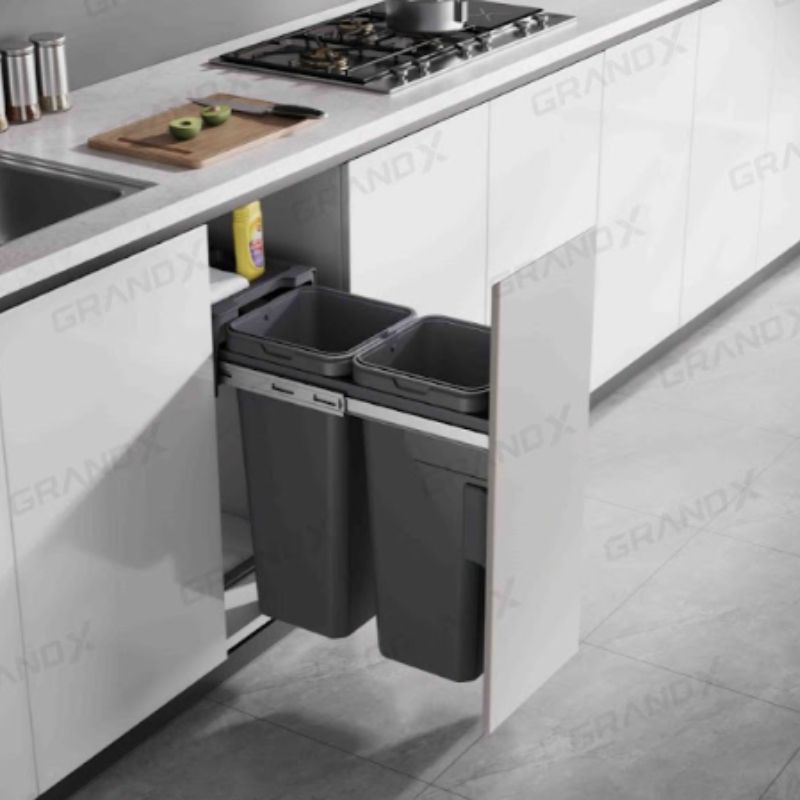 Thùng rác đôi gắn cánh kéo âm tủ GrandX XW.D30M Thùng rác đôi gắn cánh kéo âm tủ GrandX XW.D30M