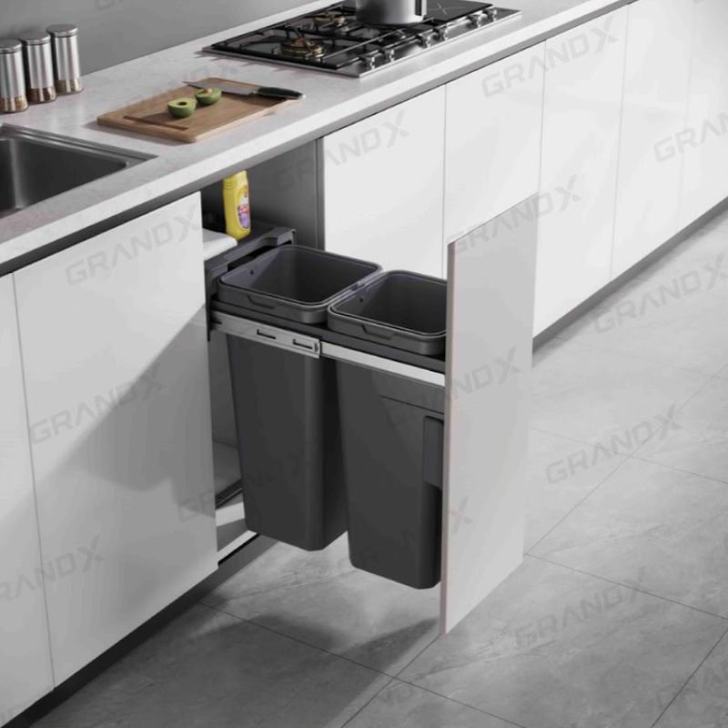 Thùng rác đôi gắn cánh kéo âm tủ GrandX XW.D30MD Thùng rác đôi gắn cánh kéo âm tủ GrandX XW.D30MD
