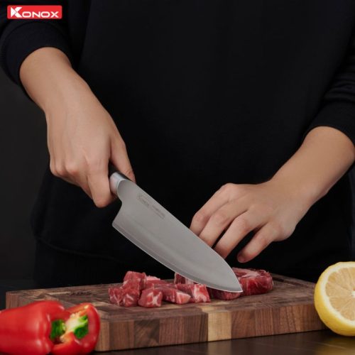 Dao đầu bếp thép Nhật Konox Damascus Eiko Series 8″ Chef Knife 3 Hình ảnh dao đầu bếp thép Nhật Konox Damascus Eiko Series 8″ Chef Knife